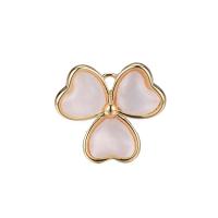 Shell Pendants Brass with Shell Three Leaf Clover gold color plated for woman Sold By PC