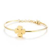 304 Stainless Steel Bangle Four Leaf Clover rack plating for woman 15mm Inner Approx 65mm Sold By PC
