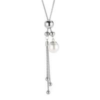 Stainless Steel Sweater Chain Necklace 304 Stainless Steel with Shell Pearl Round rack plating for woman 16mm Length Approx 74 cm Sold By PC
