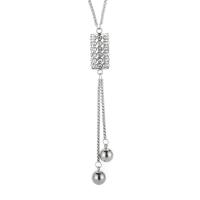 Stainless Steel Sweater Chain Necklace 304 Stainless Steel Column rack plating for woman & with rhinestone Length Approx 65 cm Sold By PC