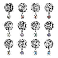 925 Sterling Silver European Beads oxidation & micro pave cubic zirconia original color Sold By PC