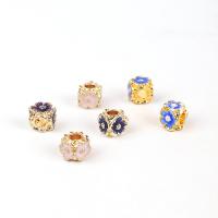 Imitation Cloisonne Zink Legierung Perlen, Zinklegierung, Blume, goldfarben plattiert, DIY & Emaille, keine, frei von Nickel, Blei & Kadmium, 7x7mm, verkauft von PC