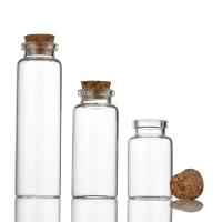 Glass Wish Bottle with wood stopper clear Sold By PC