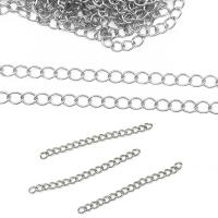 Nehrđajućeg čelika Curb Chain, 304 nehrđajućeg čelika, elektrolizacija, možete DIY & različite veličine za izbor & twist ovalni lanac, izvorna boja, 100m/Lot, Prodano By Lot