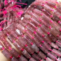Natural Quartz Jewelry Beads Strawberry Quartz Column polished DIY pink Sold Per Approx 14 Inch Strand