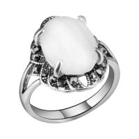 Koty oko palec pierścień, Stop cynku, ze Kocie oczy, Platerowane kolorem starego srebra, biżuteria moda & różnej wielkości do wyboru & dla kobiety & z kamieniem, bez zawartości niklu, ołowiu i kadmu, 18.10mm, sprzedane przez PC