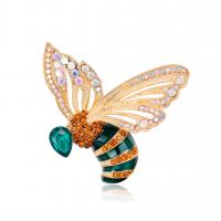 Rhinestone Brooch Zinc Alloy with Crystal Bee KC gold color plated for woman & enamel & with rhinestone mixed colors nickel lead & cadmium free Sold By PC