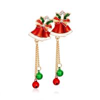 Christmas Brooches Zinc Alloy with Rhinestone Christmas Bell KC gold color plated Unisex & enamel red nickel lead & cadmium free Sold By PC