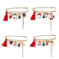 Christmas Brooches Zinc Alloy gold color plated Christmas Design & for woman & enamel nickel lead & cadmium free Sold By PC