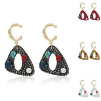 Turquoise Earring Zinc Alloy with turquoise Triangle gold color plated fashion jewelry & for woman nickel lead & cadmium free Sold By Pair