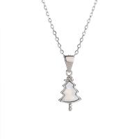 Christmas Necklaces 925 Sterling Silver with Shell Christmas Tree plated 450mm Sold By PC