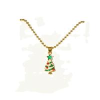 Christmas Necklaces Zinc Alloy Christmas Tree gold color plated micro pave cubic zirconia & for woman & enamel gold Length Approx 17.7 Inch Sold By PC