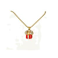 Christmas Necklaces Zinc Alloy gift shape gold color plated micro pave cubic zirconia & for woman & enamel gold Length Approx 17.7 Inch Sold By PC