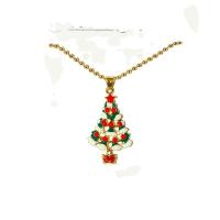 Christmas Necklaces Zinc Alloy Christmas Tree gold color plated for woman & enamel gold Length Approx 19.68 Inch Sold By PC