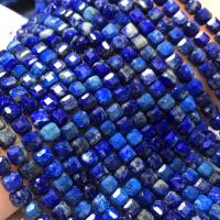 Koraliki Lapis Lazuli, Kwadrat, obyty, DIY, złotawa żółć, 5-5.5mn, sprzedawane na około 14 cal Strand
