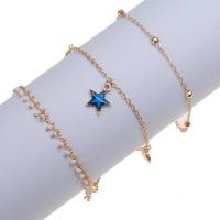 Zinc Alloy Anklet gold color plated three layers & fashion jewelry & adjustable & for woman & enamel golden nickel lead & cadmium free Sold By PC