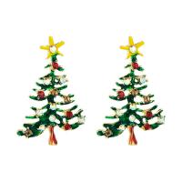 Kerst Oorbellen, Zinc Alloy, met Seedbead, gold plated, Kerst sieraden & voor vrouw & glazuur & met strass, meer kleuren voor de keuze, 30x45mm, Verkocht door pair