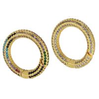 Brass Snap Clasp Round gold color plated fashion jewelry & DIY & micro pave cubic zirconia & for woman Sold By Lot