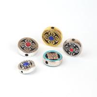 Zinc Alloy Flat Beads Flat Round plated DIY & enamel nickel lead & cadmium free Sold By PC