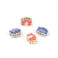 Zinc Alloy Spacer Beads Flower gold color plated DIY & enamel nickel lead & cadmium free Sold By PC