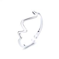 925 Sterling Silver Finger Rings, Wave, Adjustable & for woman, silver color, Sold By PC