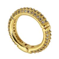 Brass Snap spony, Mosaz, barva pozlacený, módní šperky & DIY & micro vydláždit kubické zirkony & pro ženy, zlatý, 15x15x3mm, 10PC/Lot, Prodáno By Lot