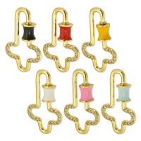 Brass Screw Clasp gold color plated fashion jewelry & DIY & micro pave cubic zirconia & for woman & enamel Sold By Lot