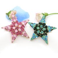 Rhinestone Brooch Zinc Alloy with Rhinestone Star gold color plated for woman nickel lead & cadmium free Sold By PC