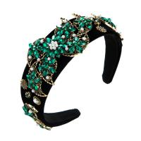 Hair Bands Velveteen with Czech Rhinestone & Plastic Pearl Flower Baroque style & for woman Sold By PC
