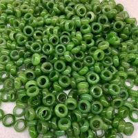 Hetian Jade perle à grand trou, beignet, poli, DIY, vert, 14x6x4mm, Environ 30PC/sac, Vendu par sac