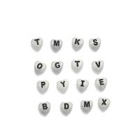 Alphabet Acryl Kralen, brieven zijn van A tot Z & DIY & luminated & glazuur & gemengd, wit, 4x7x7.50mm, Ca 100pC's/Bag, Verkocht door Bag