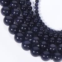 Blue Goldstone Beads, Blauwe zandsteen, Ronde, gepolijst, DIY & verschillende grootte voor keus, Per verkocht Ca 15.16 inch Strand