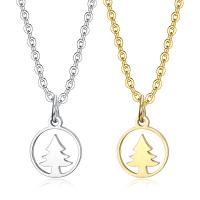 Christmas Necklaces 304 Stainless Steel Christmas Tree Galvanic plating & for woman & hollow 15mm Length Approx 55 cm Sold By PC