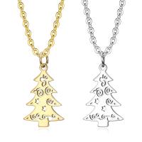 Christmas Necklaces 304 Stainless Steel Christmas Tree Galvanic plating & for woman & hollow 26mm Length Approx 55 cm Sold By PC