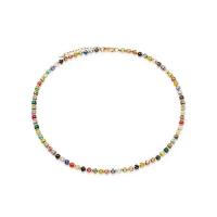 Natural Gemstone Necklace Natural Stone with Brass with 5cm extender chain real gold plated for woman mixed colors nickel lead & cadmium free Length Approx 40 cm Sold By PC