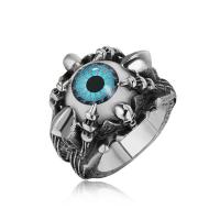 Evil Eye Biżuteria Ring Finger, Titantium stali, ze Akryl, obyty, różnej wielkości do wyboru & dla człowieka, oryginalny kolor, otwór:około 1mm, sprzedane przez PC