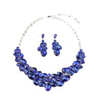 Crystal Jewelry Sets earring & necklace Zinc Alloy with Crystal plated 2 pieces & for woman nickel lead & cadmium free Sold By Set