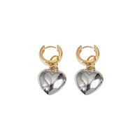 Huggie Hoop Drop Earring Brass Heart plated fashion jewelry & for woman mixed colors nickel lead & cadmium free Sold By Pair