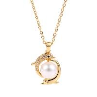 South Sea Shell Pendant Brass with Shell Pearl Dolphin plated & micro pave cubic zirconia & for woman Sold By Lot