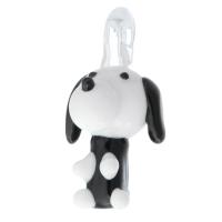 Pendentifs Murano de mode, chalumeau, chien, unisexe, blanc et noir, 17x33x18mm, Trou:Environ 4mm, Vendu par PC