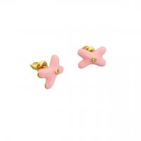 Brass Stud Earring Letter X 18K gold plated for woman & enamel & with rhinestone nickel lead & cadmium free Sold By Pair