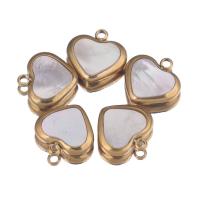 Shell Pendants 304 Stainless Steel with Shell Heart Vacuum Ion Plating DIY Sold By Bag