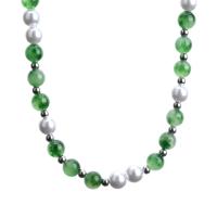 Plastic Pearl Necklace ABS Plastic Pearl with Jade & Titanium Steel with 10cm extender chain Round polished fashion jewelry & Unisex Length 40 cm Sold By PC