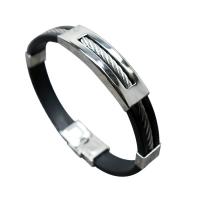 Silicone Bracelets Titanium Steel with Silicone for man black 210mm Sold By PC