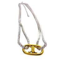 Multi Layer Necklace Brass with Cubic Zirconia with 8cm extender chain plated Double Layer & for woman mixed colors nickel lead & cadmium free Length Approx 33 cm Sold By PC