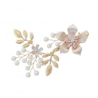Alligator Hair Clip Zinc Alloy with Plastic Pearl Flower gold color plated for woman golden nickel lead & cadmium free Sold By PC
