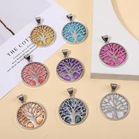 Shell Pendants Zinc Alloy with Shell Tree silver color plated dyed & DIY Sold By PC