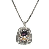 Zinek svetr řetěz náhrdelník, módní šperky & pro ženy & s drahokamu, více barev na výběr, nikl, olovo a kadmium zdarma, 38x55mm, Prodáno za Cca 31.5 inch Strand