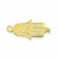 Cubic Zirconia Micro Pave Brass Connector Hamsa plated micro pave cubic zirconia Sold By PC