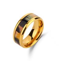 Stainless Steel Finger Ring 304 Stainless Steel with Wood Vacuum Ion Plating Unisex US Ring Sold By PC